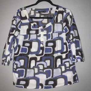 a.n.a Blue & Black Shortsleeve Blouse- M